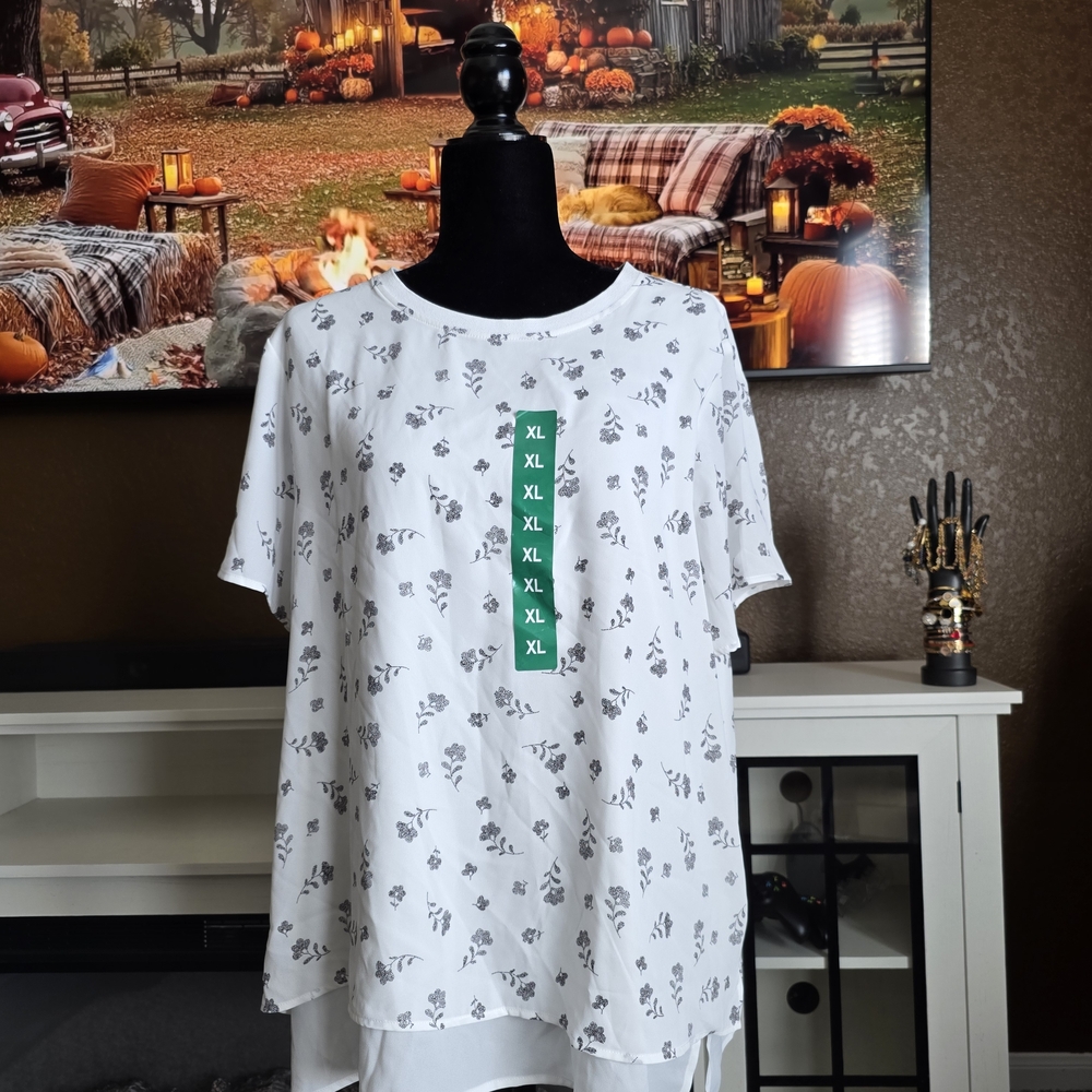 Floral Print White Blouse